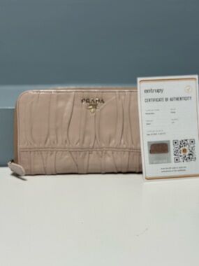 Prada Gaufre Nappa Leather Zip Wallet Authentic
